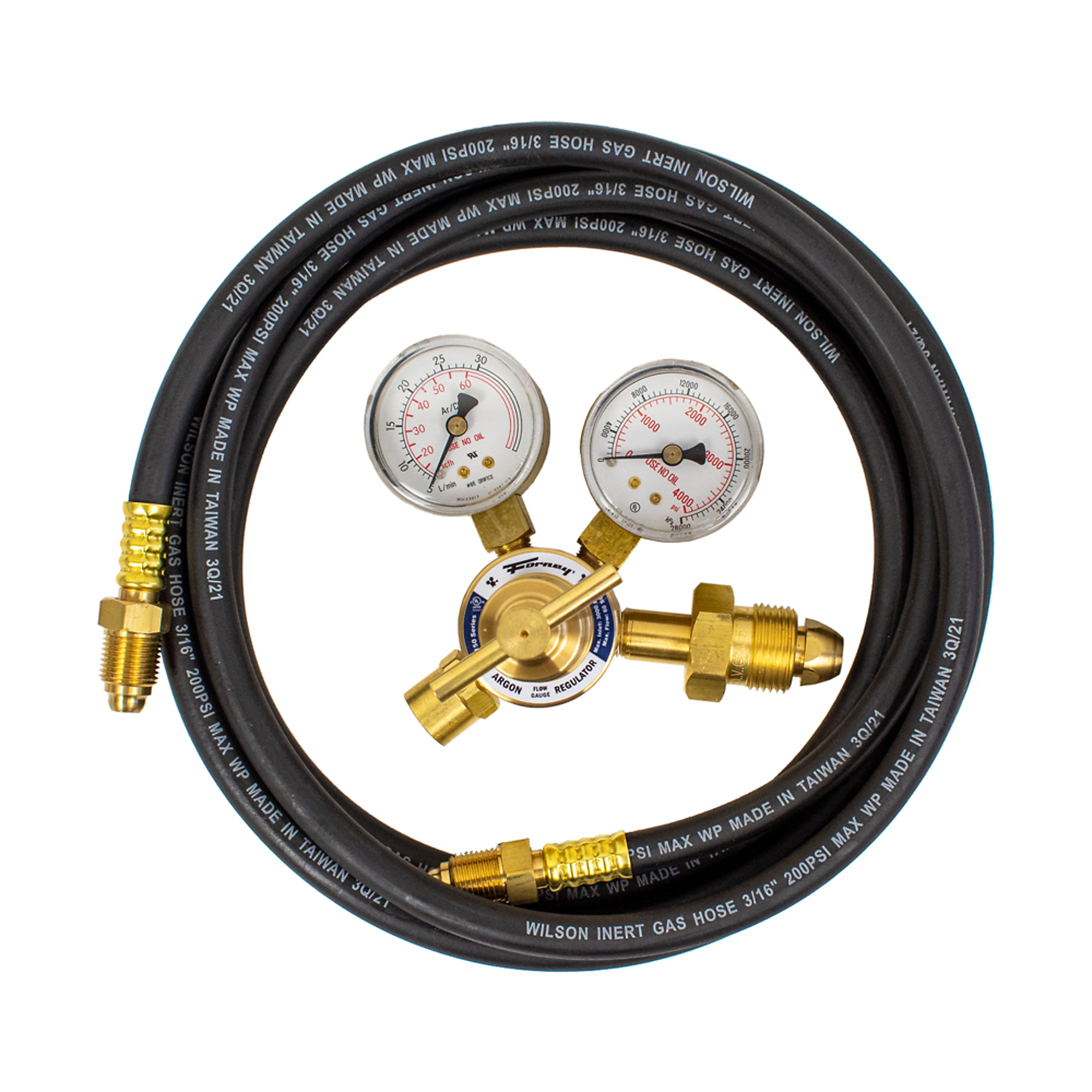 Forney, Regulator with 10ft. Hose, CGA-580 5/8in. NPT, Max. Inlet Pressure 4000 PSIG, Model# 85662